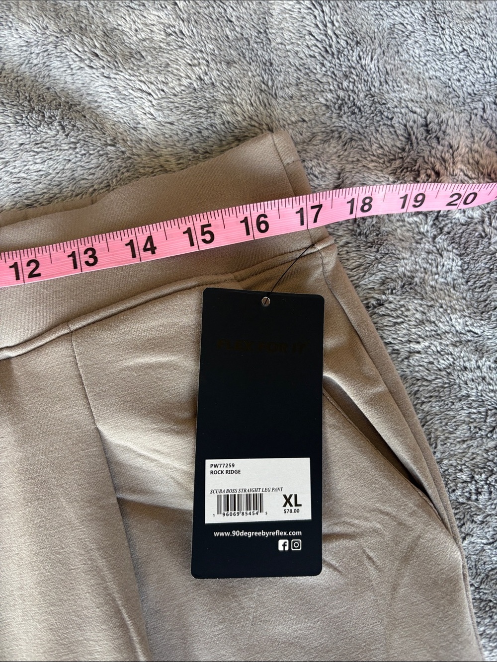 90 DEGREE BY REFLEX Boss Straight Leg Scuba Knit Pants in RockRidge Sz XL NWT - Picture 4 of 7